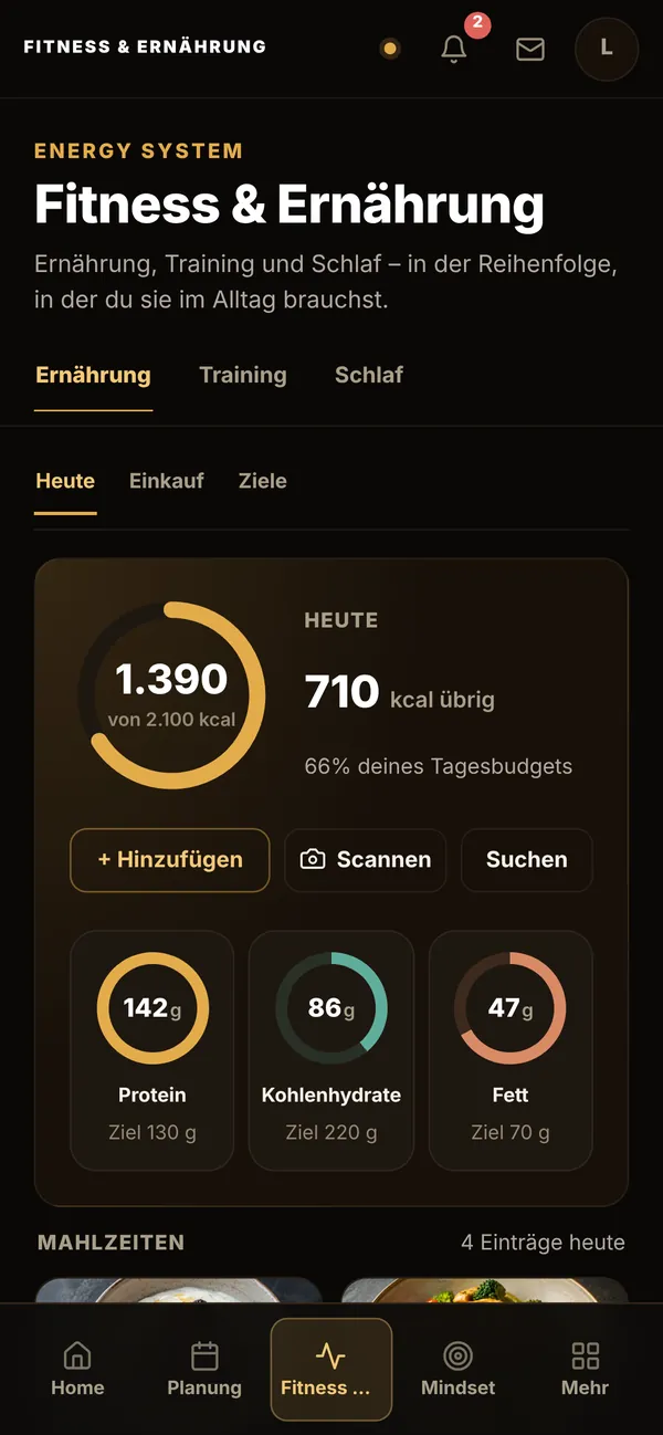 Ernährung auf dem Handy